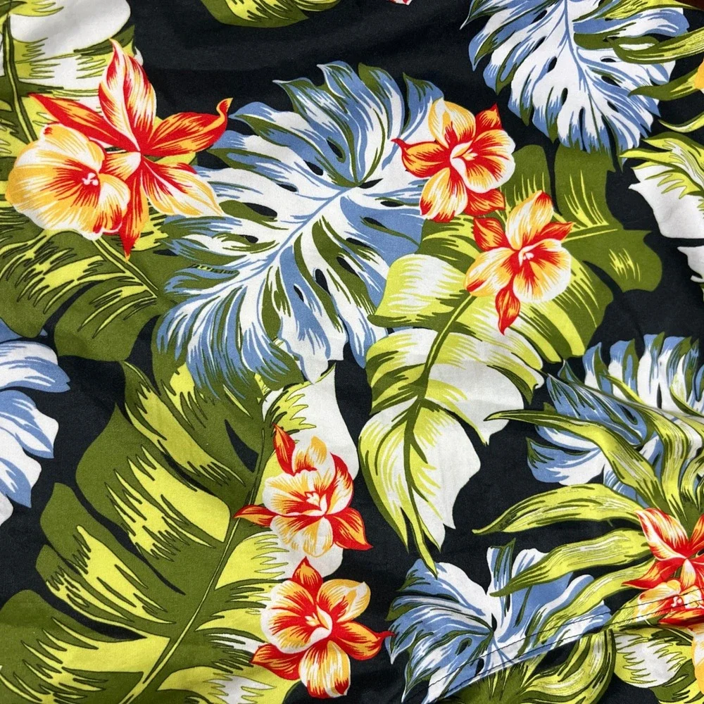 OP Ocean Pacific Mens XL Tropical Floral Swim Trunks Black Green Y2K OM26331Y